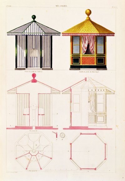 Design for a Urinal and Pavilion, Plate 25 from Nouveau Recueil de Menuiserie et de Decorations Interieures by Francois Thiollet